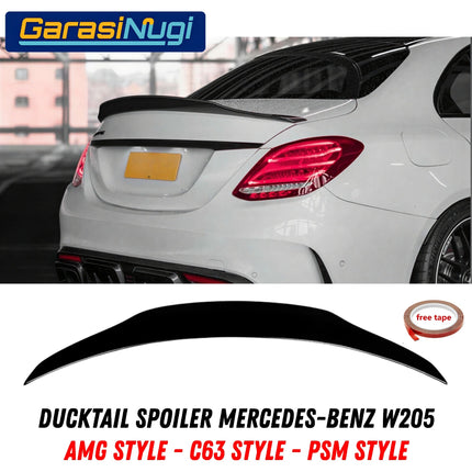 Ducktail Spoiler For Mercedes W205 Trunk Tail Wing Black Gloss C200 C300 2014–2021