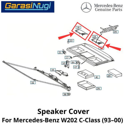 Rear Speaker Mercy W202 Cover Penutup Audio Belakang C180
