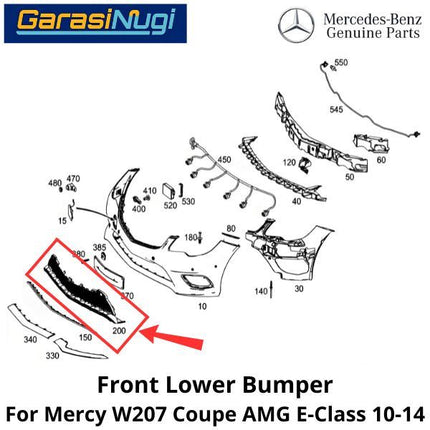 Lower Grille Mercy W207 Coupe AMG Grill Cover Bumper Depan Bawah Mercedes E250