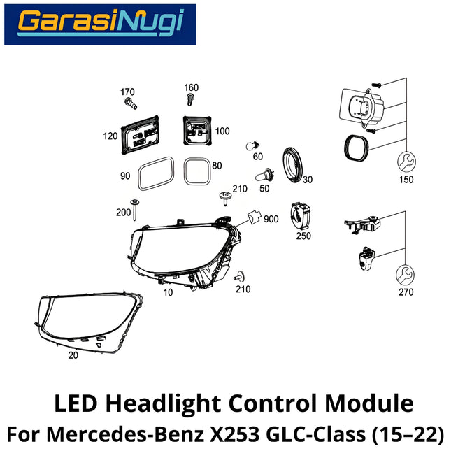 DRL LED Mercy X253 Headlight High Performance Control Module Ballast Lampu GLC 15-22