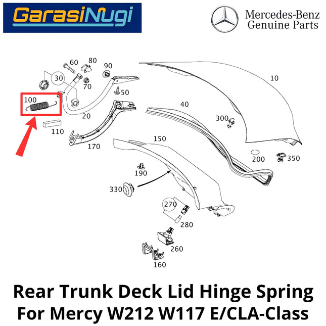 Tension Spring Mercy W212 W117 Per Shock Bagasi Trunk Boot Mercedes E200 CLK