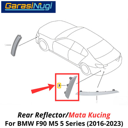 Reflector For BMW F90 Mata Kucing Trim Rear Belakang M5 2016-2023