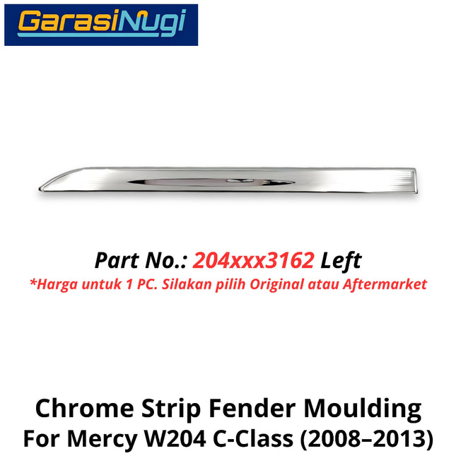Chrome Stripe Mercy W204 Front Fender Garnish Molding Bodi Samping Depan Mercedes C200 2008-2013