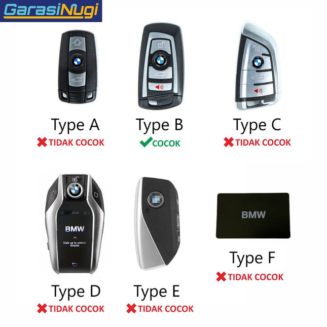 Key Case For BMW F30 Sarung Kunci Kulit Aluminium Leather Short Keychain