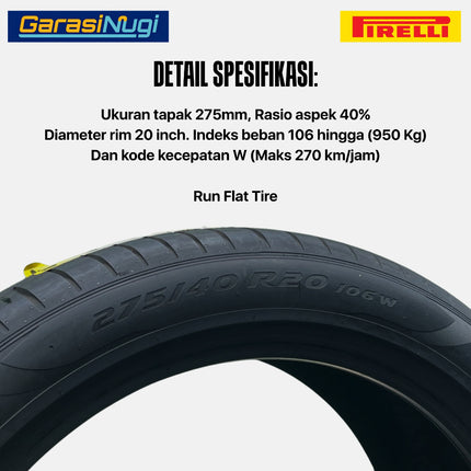 Pirelli 275/40 R20 106W P ZERO PZ4 Run Flat Tire Ban Depan Belakang