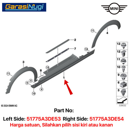 Side Skirt For Mini Cooper F57 F67 Rocker Moulding Trim Bodi Samping Original