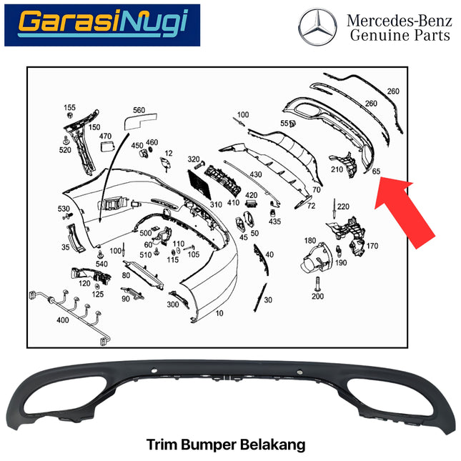 Lower Bumper For Mercedes W205 Coupe Cabrio Bemper Bawah Belakang AMG C200
