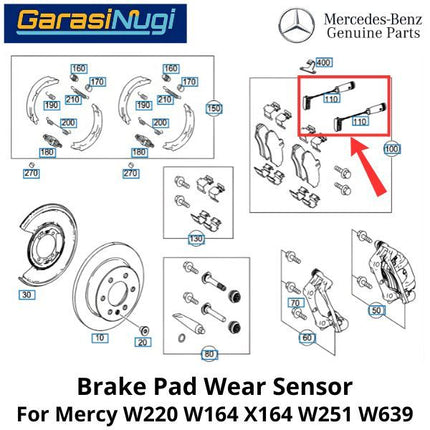 Brake Pad Sensor Mercy W220 W164 X164 W251 W639 Sistem Rem Belakang S230 ML