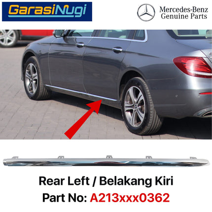 Chrome Stripe Mercy W213 Garnish Molding Bodi Samping Pintu Belakang E200