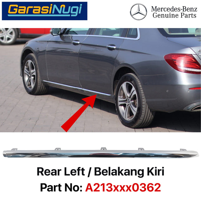 Chrome Stripe Mercy W213 Garnish Molding Bodi Samping Pintu Belakang E200