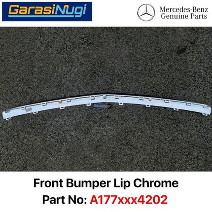 Front Lip Chrome Mercy W177 Pre-FL Spoiler Bemper Depan Krom Trim AMG A200