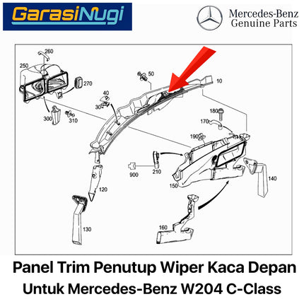 Front Wiper Cowl Mercy W204 Panel Trim Penutup Kaca Depan Scuttle Cover C200