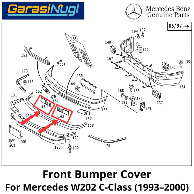 Front Lower Mercy W202 Bumper Cover Penutup Bemper Depan Mercedes C180