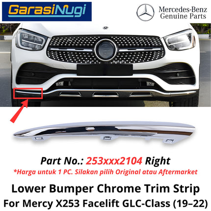 Lower Bumper Mercy X253 Lip Chrome Trim Strip Molding Bumper Depan Bawah Mercedes GLC