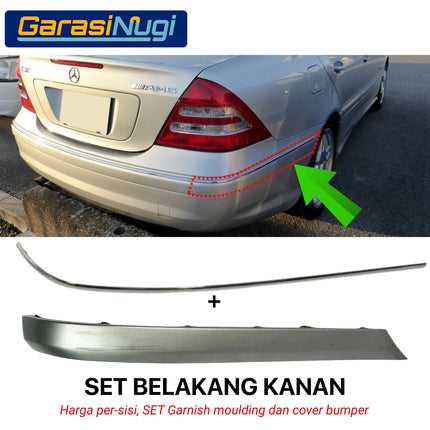 Chrome Stripe Mercy W203 Garnish Moulding Bumper Belakang C200 C240
