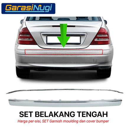 Chrome Stripe Mercy W203 Garnish Moulding Bumper Belakang C200 C240
