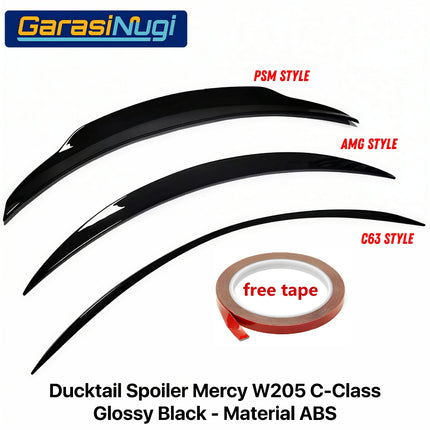 Ducktail Spoiler For Mercedes W205 Trunk Tail Wing Black Gloss C200 C300 2014–2021