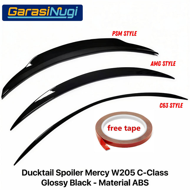 Ducktail Spoiler For Mercedes W205 Trunk Tail Wing Black Gloss C200 C300 2014–2021