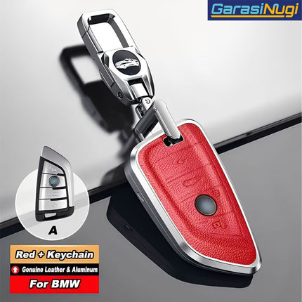 Key Case For BMW G20 Sarung Kunci Kulit Aluminium Leather Short Keychain