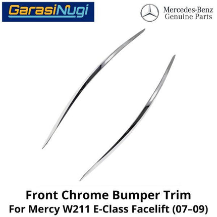 Front Chrome Mercy W211 Facelift Cover Bumper Trim Moulding Depan Original Mercedes E200