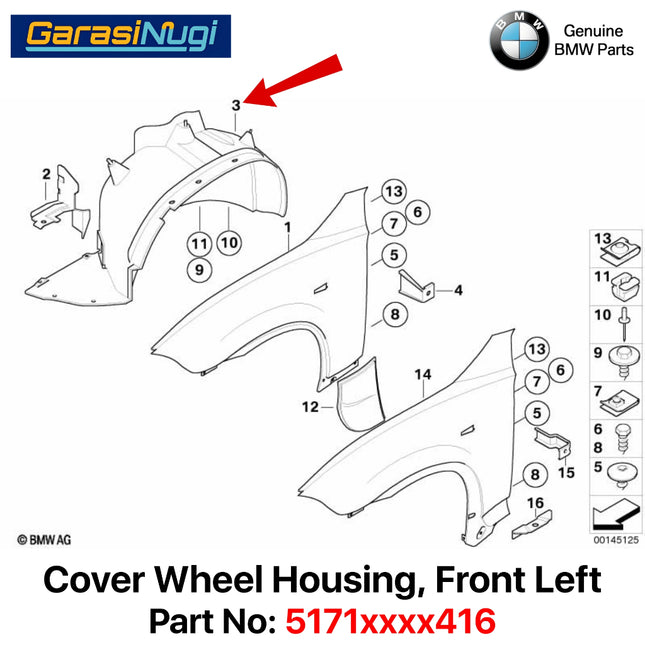 Cover Wheel Housing For BMW E83 LCI Penutup Rumah Roda Depan Front Fender X3