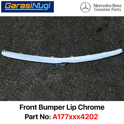 Front Lip Chrome Mercy W177 Pre-FL Spoiler Bemper Depan Krom Trim AMG A200