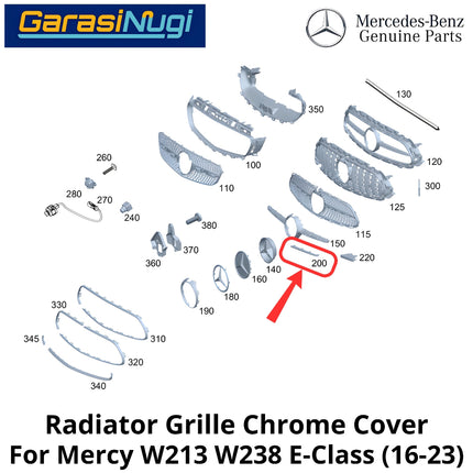 Chrome Trim Mercy W213 W238 Mounting Grille Monting Grill Bumper Depan E200