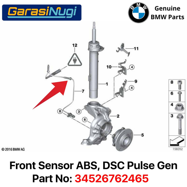 Front Sensor ABS For BMW E87 E90 DSC Pulse Generator Detector Sistem Rem Roda Depan 34526762465