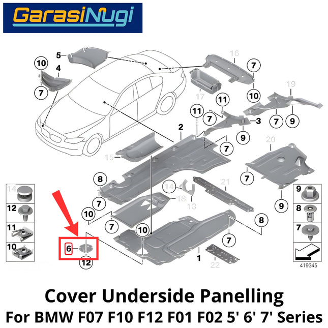 Underfloor Drain For BMW F07 F10 F12 F01 Cover Flap Tutup Floor Deck 520 640 740