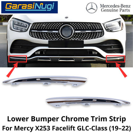 Lower Bumper Mercy X253 Lip Chrome Trim Strip Molding Bumper Depan Bawah Mercedes GLC