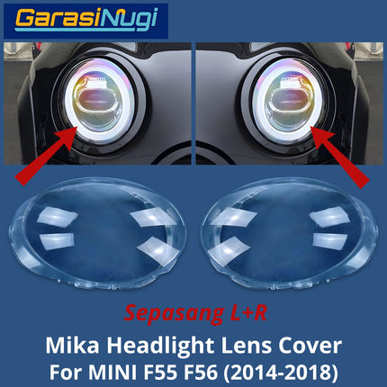 Mika Headlight For MINI Cooper F55 F56 Lens Kaca Cover Lampu Depan 2014-2018
