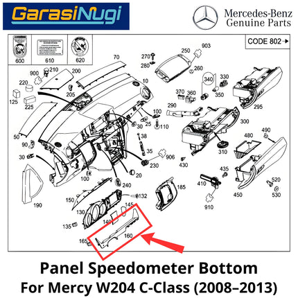 Speedometer Mercy W204 Decorative Frame Cover Dashboard Penutup Dasbor C200