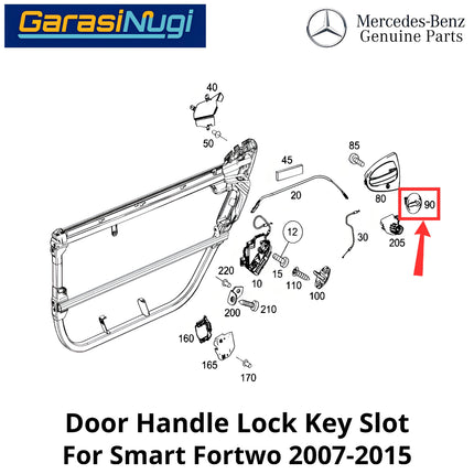 Door Handle Smart Fortwo 451 Lock Key Cover Penutup Slot Kunci 07-15