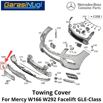 Towing Cover Mercy W166 W292 Facelift Bumper Penutup Tow Derek Cover Mercedes GLE