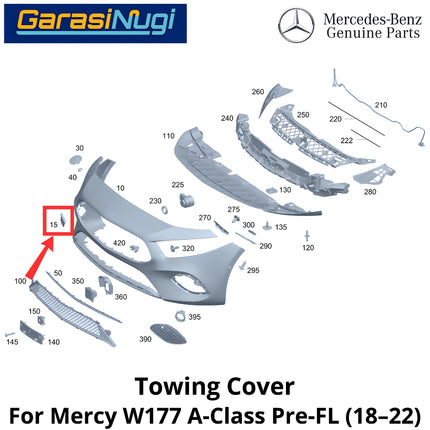 Towing Cover Mercy W177 Pre-Facelift Bumper Tow Tutup Lubang Derek Original Mercedes A200