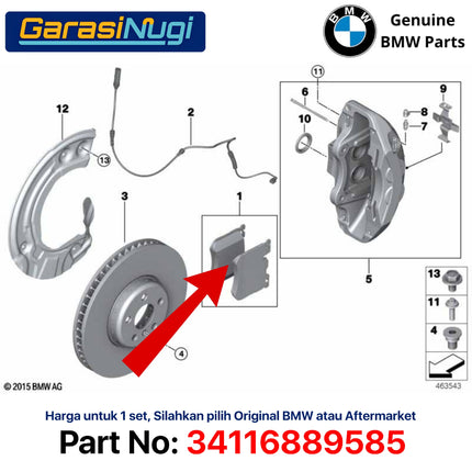 Kampas Rem Depan BMW G30 G05 G11 Front Brake Pads Original 34116889585 520 720