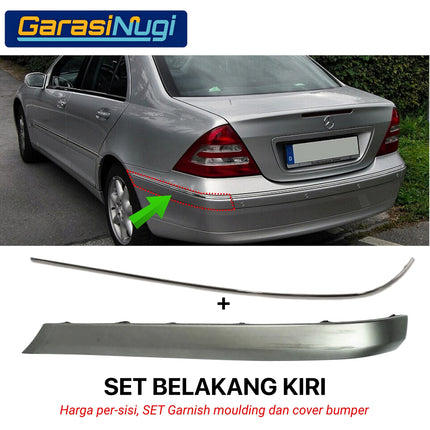 Chrome Stripe Mercy W203 Garnish Moulding Bumper Belakang C200 C240