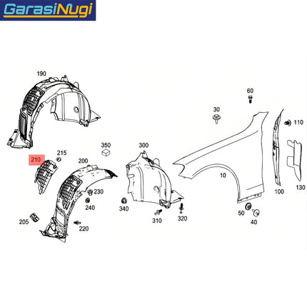 Front Fender Cover Mercy W205 Penutup Spakbor Depan C200 C300