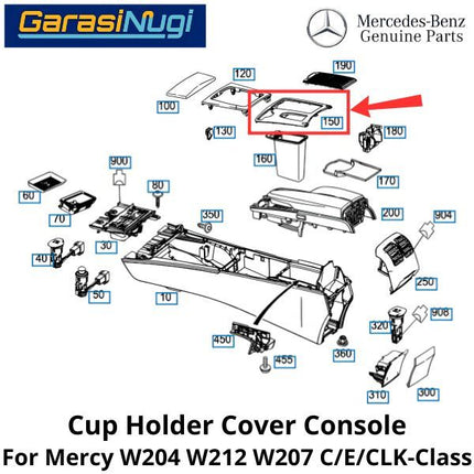 Cup Cover Mercy W204 W212 W207 Console Botol Konsol Original Mercedes C200 E200 CLK