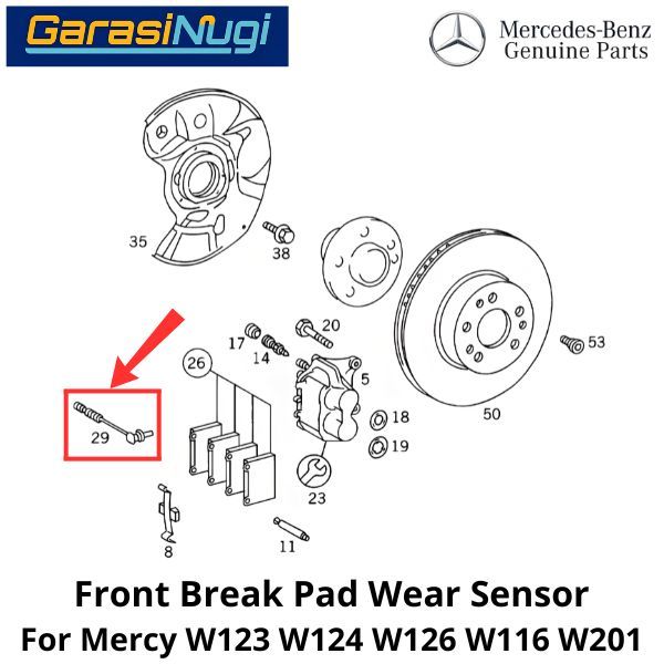 Brake Pad Sensor Mercy W124 W126 W201 W163 Sistem Rem Depan Belakang C180 ML