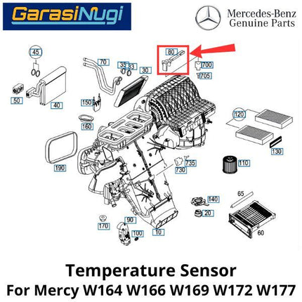 Temperature AC Mercy W169 W205 W212 W222 W166 R172 Sensor Suhu Evaporator A150 C200 ML SLK