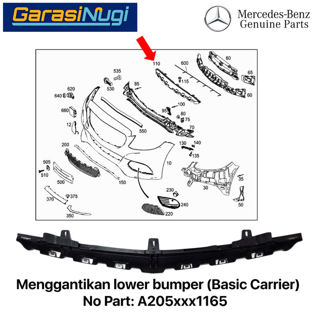Basic Carrier For Mercy W205 Bracket Front Bumper Mounting Depan Grille C200