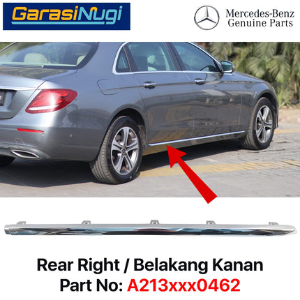 Chrome Stripe Mercy W213 Garnish Molding Bodi Samping Pintu Belakang E200