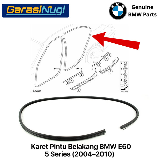 Karet Pelindung Pintu Belakang BMW E60 Door Seal Inner Bagian Dalam 51727122434 520