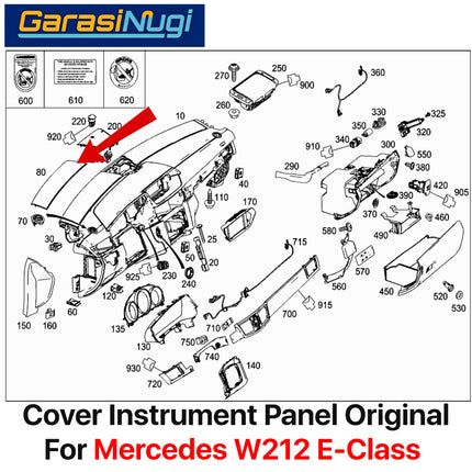 Cover Insturment Dashboard Mercy W212 Penutup Panel Instrumen Depan Original E300