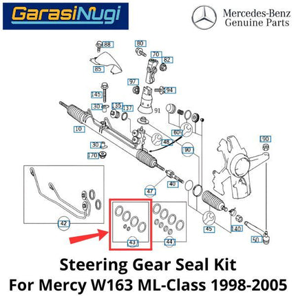 Steering Gear Mercy W163 Seal Kit Karet Gasket Gigi Kemudi Mercedes ML 98-05