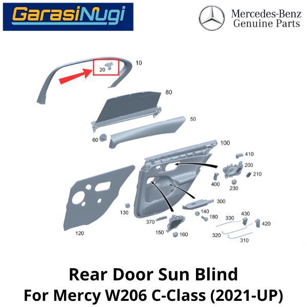 Rear Door Sun Blind Mercy W206 W213 FL Bracket Sunshade Klip Pengait Tirai Matahari Mercy C200
