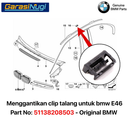 Clip Trim For BMW E46 Roof Rack Klem Penjepit Talang Atap 51138208503 320