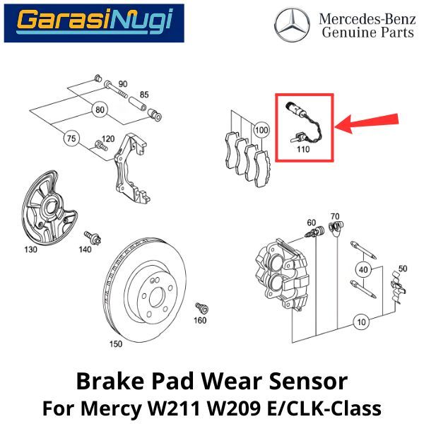 Front Brake Pad Sensor Mercy W211 W209  Sistem Rem Depan E240 CLK