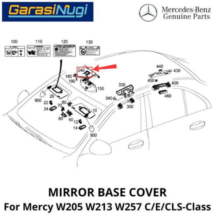 Interior Rear View Mercy W205 W213 W257 Mirror Base Cover Penutup Kaca Spion Belakang C200
